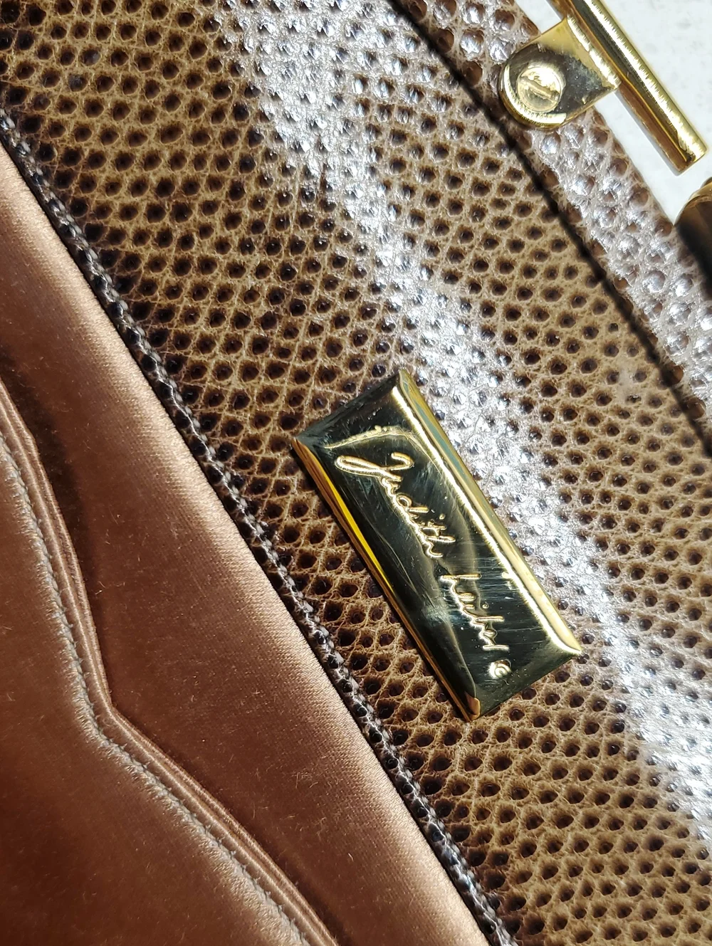 Vintage JUDITH LEIBER Tan Crossbody - Elegant Evening Bag